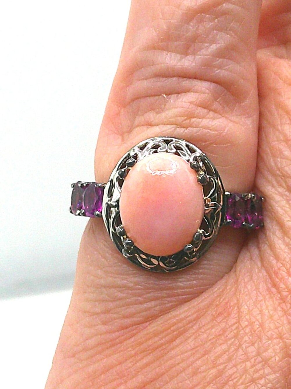 Peruvian Pink Opal Ring sz 6.75 - Picture 2 of 7
